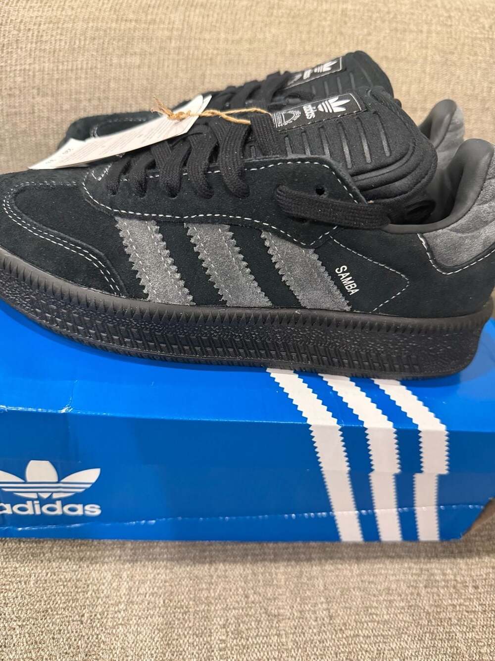 adidas Samba XLG Core Black Carbon Shoes men size4 /women size 5